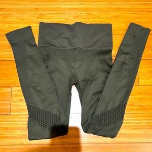 Perforated seamless army green leggings